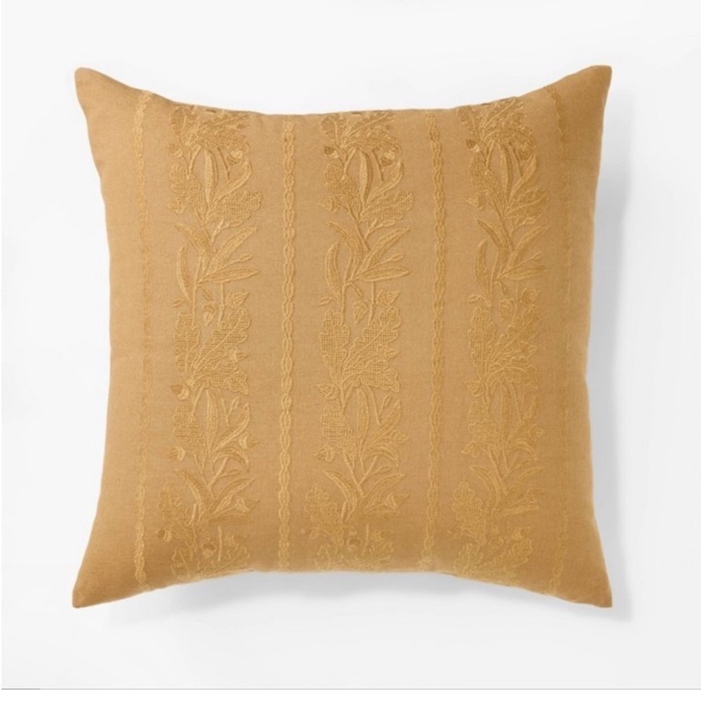 Tonal Embroidered Acorn Lumbar Throw Pillow Tan - Threshold™ Studio McGee NWT